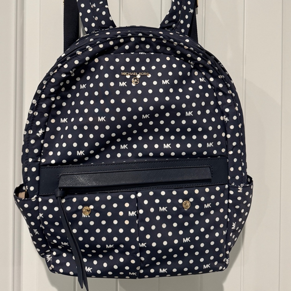 Michael Kors Navy Polka Dot Backpack